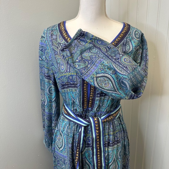 NWT Soft Surroundings V-neck embroidered blue Eugenie Maxi Dress size Small - Picture 7 of 13